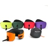 image:imageC CUSHION LAB Travel Pillow AwardWinning Patented Ergonomic Design for Chin amp Neck Support Memory Foam Neck Pillow Compact Airplane Pillow for Traveling Flight Car Cobalt Blue MediumDynamic Orange