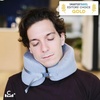 image:imageC CUSHION LAB Travel Pillow AwardWinning Patented Ergonomic Design for Chin amp Neck Support Memory Foam Neck Pillow Compact Airplane Pillow for Traveling Flight Car Cobalt Blue MediumGray
