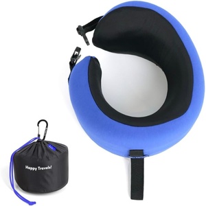 image:imageC CUSHION LAB Travel Pillow AwardWinning Patented Ergonomic Design for Chin amp Neck Support Memory Foam Neck Pillow Compact Airplane Pillow for Traveling Flight Car Cobalt Blue MediumCobalt Blue