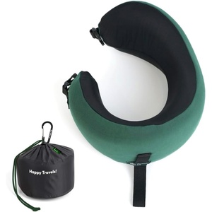 image:imageC CUSHION LAB Travel Pillow AwardWinning Patented Ergonomic Design for Chin amp Neck Support Memory Foam Neck Pillow Compact Airplane Pillow for Traveling Flight Car Cobalt Blue MediumHunter Green