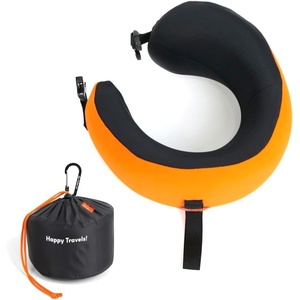 image:imageC CUSHION LAB Travel Pillow AwardWinning Patented Ergonomic Design for Chin amp Neck Support Memory Foam Neck Pillow Compact Airplane Pillow for Traveling Flight Car Cobalt Blue MediumDynamic Orange