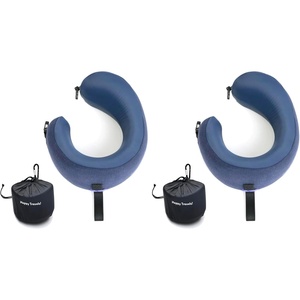 image:imageC CUSHION LAB Travel Pillow AwardWinning Patented Ergonomic Design for Chin amp Neck Support Memory Foam Neck Pillow Compact Airplane Pillow for Traveling Flight Car Cobalt Blue MediumAtlantic Blue