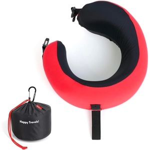 image:imageC CUSHION LAB Travel Pillow AwardWinning Patented Ergonomic Design for Chin amp Neck Support Memory Foam Neck Pillow Compact Airplane Pillow for Traveling Flight Car Cobalt Blue MediumBold Red