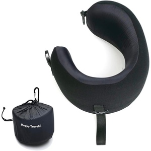 image:imageC CUSHION LAB Travel Pillow AwardWinning Patented Ergonomic Design for Chin amp Neck Support Memory Foam Neck Pillow Compact Airplane Pillow for Traveling Flight Car Cobalt Blue MediumBlack